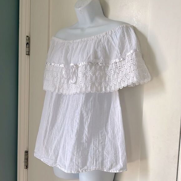 Women's Handmade Off the Shoulder Crotchet Blouse sz XL - Picture 3 of 5